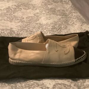 CHANEL Beige and Black Espadrilles